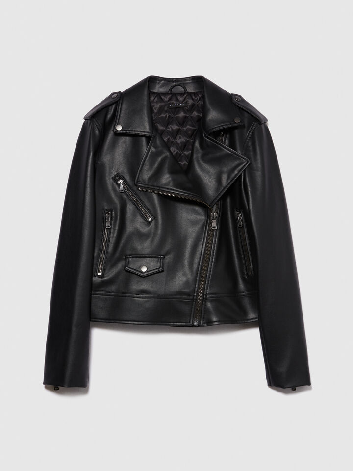 Padded biker jacket - women's jackets - Black | Sisley image number 6